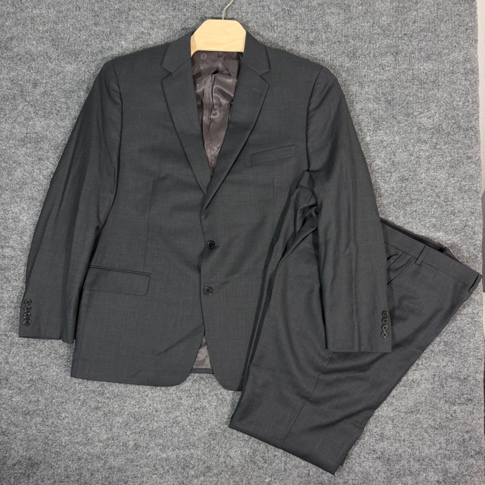 Lauren Ralph Lauren Suit 2 PC Classic Mens 46L 42x29 Grey Wool Blend EUC